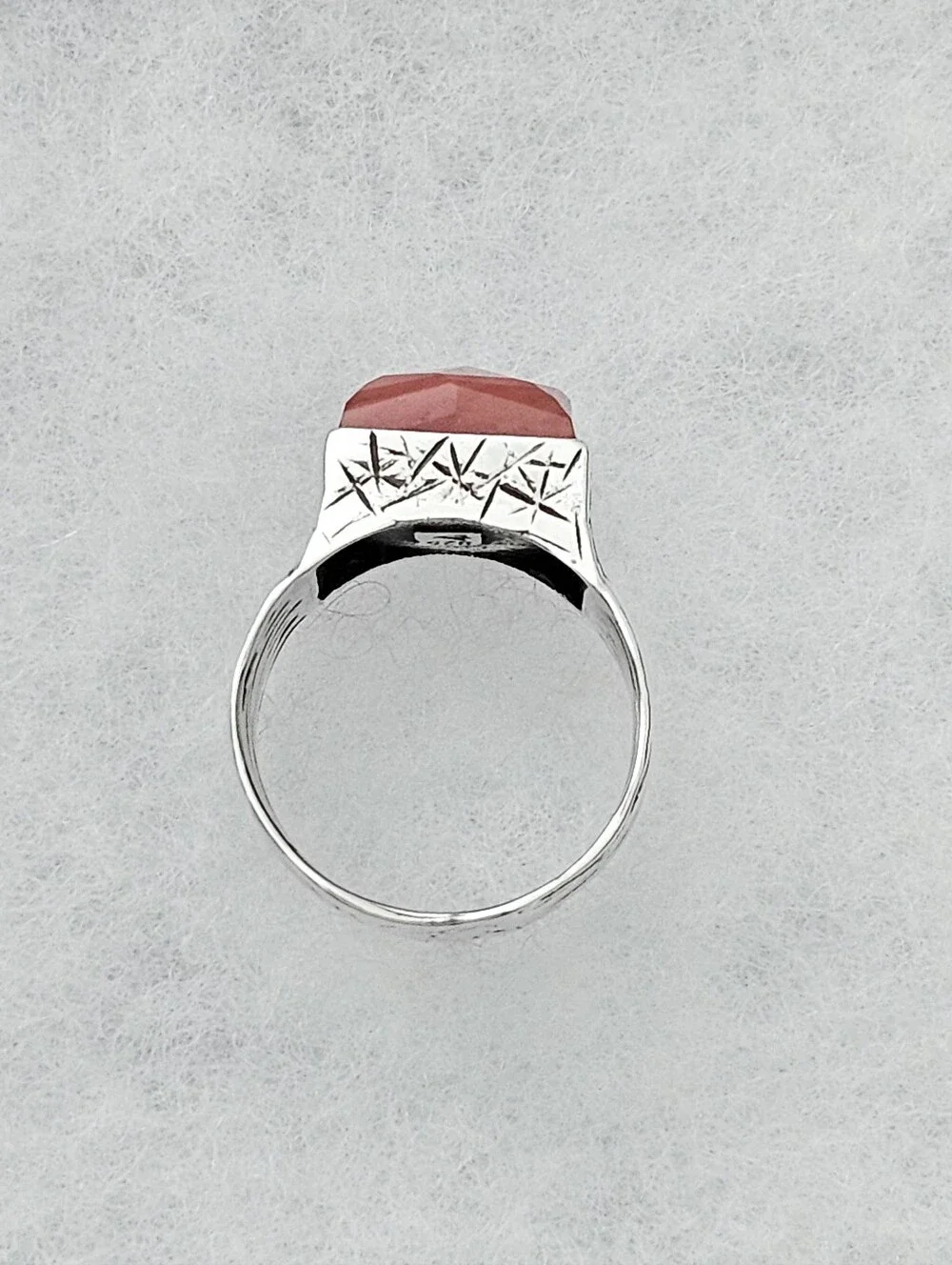 Silpada Sterling Silver Faceted Cherry Quartz Etched Wide Band Ring Size 9-9.25